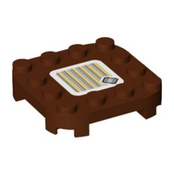 LEGO 6339043 PLATE 4X4X 2/3 COINS ARRONDIS, IMPRIME SUPER MARIO - REDDISH BROWN