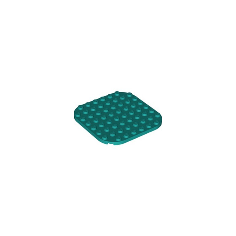 LEGO 6317543 PLATE 8X8 1/3 COINS ARRONDIS - BRIGHT BLUEGREEN