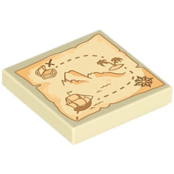 Mappa del tesoro stampata su mattoncino Lego® 2x2 beige