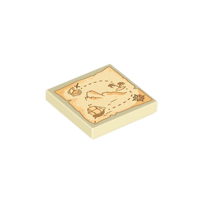 Mappa del tesoro stampata su mattoncino Lego® 2x2 beige