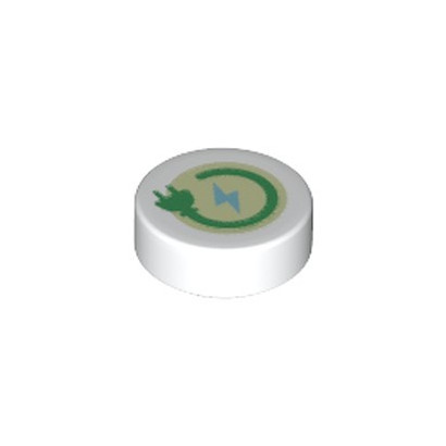 LEGO 6373413 PLATE LISSE ROND 1X1 IMPRIME - BLANC