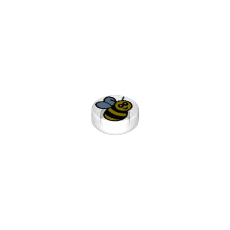 LEGO 6350656 FLAT TILE ROUND 1X1 BEE PRINTED - TRANSPARENT