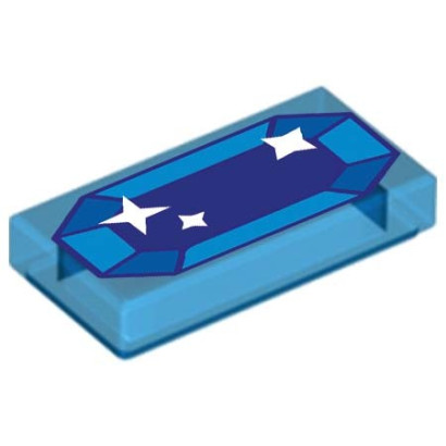 Blaues Juwel gedruckt auf 1x2 Lego® Steinen - Transparent Dunkelblau