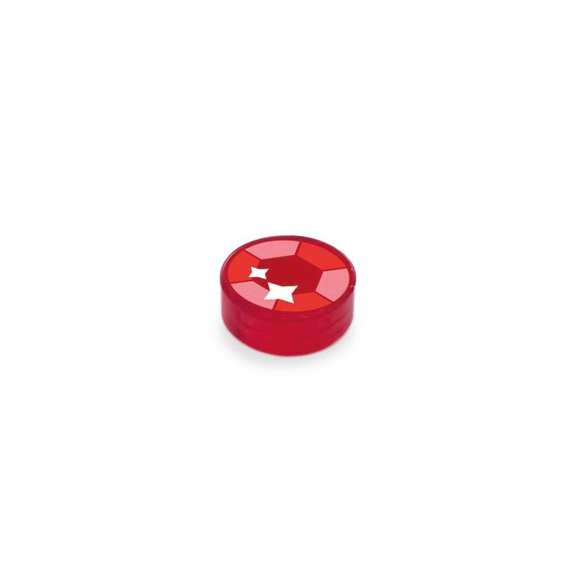 Red Jewel Printed on 1x1 Lego® Brick - Transparent Red