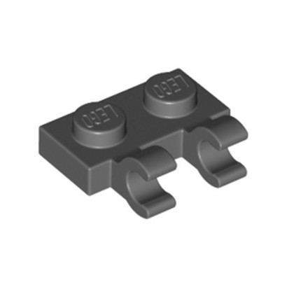 LEGO 6350292 PLATE 1X2 W/HOLDER, VERTICAL - DARK STONE GREY