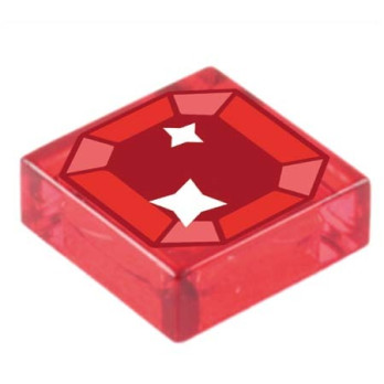 Red Jewel Printed on 1x1 Lego® Brick - Transparent Red