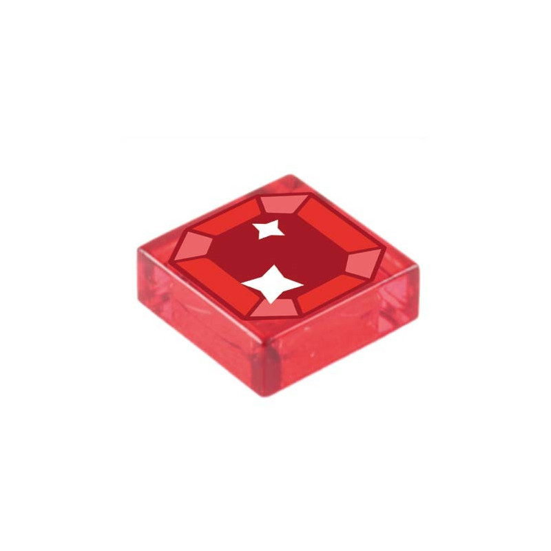 Joyau Rouge imprimé sur Brique 1x1 Lego® - Rouge Transparent