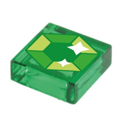 Green Jewel printed on 1x1 Lego® Brick - Transparent Green