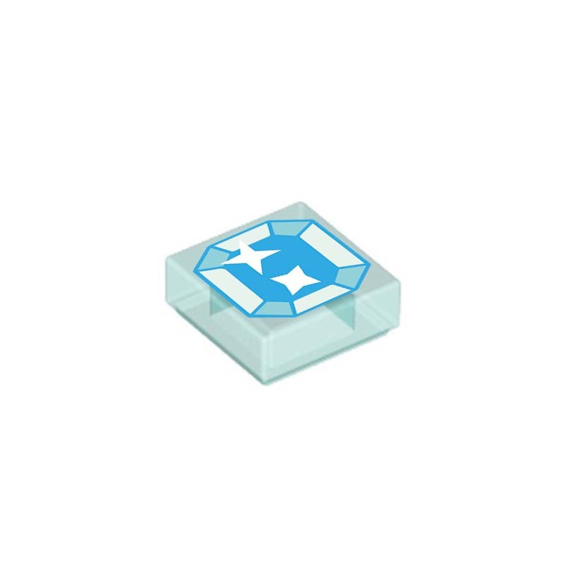 Blue Jewel Printed on 1x1 Lego® Brick - Transparent Blue