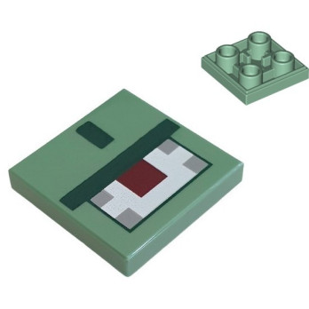 LEGO 6299729 PLATE LISSE 2X2 INVERSE IMPRIME MINECRAFT - SAND GREEN