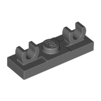 LEGO 6365692 PLATE 1X3 W/ 2 HOLDER - DARK STONE GREY
