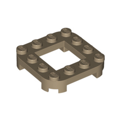 LEGO 6385767 PLATE 4X4X2/3, CIRCLE, 2X2 HOLE - SAND YELLOW