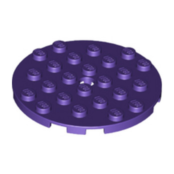 LEGO 6377007 PLATE 6X6 ROUND WITH TUBE SNAP - MEDIUM LILAC