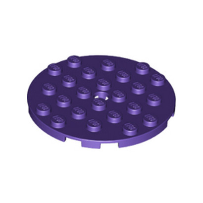 LEGO 6377007 PLATE 6X6 ROUND WITH TUBE SNAP - MEDIUM LILAC