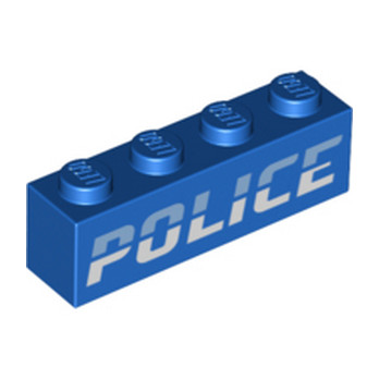 LEGO 6387165 BRIQUE 1X4 IMPRIMEE POLICE - BLEU