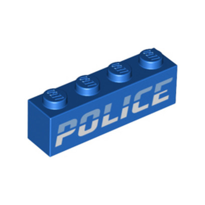 LEGO 6387165 BRIQUE 1X4 IMPRIMEE POLICE - BLEU