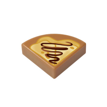 Piece of chocolate pancake printed on Smooth flat brick 1/4 round Lego® 1x1 - Medium nougat