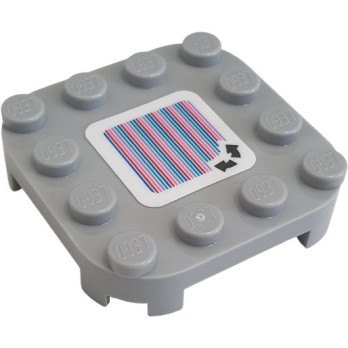 LEGO 6389738 PLATE 4X4X 2/3 CIRCLE W/ REDUCED KNOBS, PRINTED SUPER MARIO - MEDIUM STONE GREY