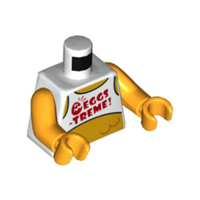 LEGO 6357803 PRINTED TORSO - WHITE / FLAME YELLOWISH ORANGE