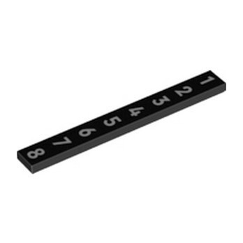 LEGO 6329429 FLAT TILE 1X8 PRINTED NUMBER 1 TO 8 - BLACK