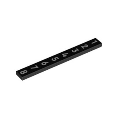 LEGO 6329429 FLAT TILE 1X8 PRINTED NUMBER 1 TO 8 - BLACK