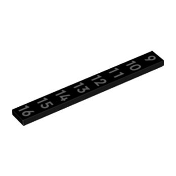 LEGO 6329436 FLAT TILE 1X8 PRINTED NUMBER 9 TO 16 - BLACK