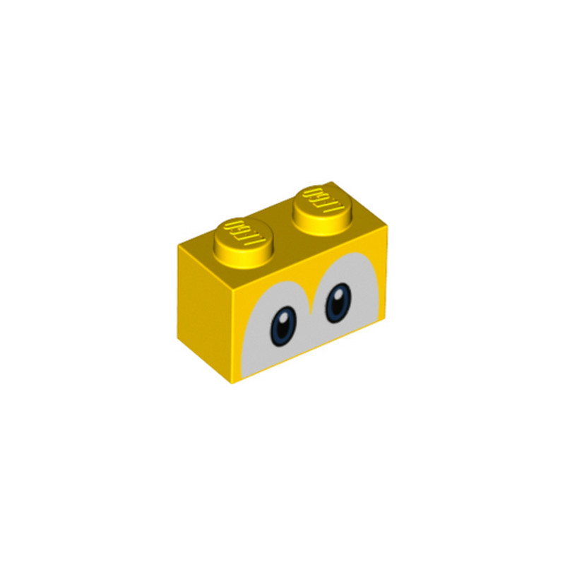 LEGO 6382136 BRIQUE 1X2, IMPRIME OEIL SUPER MARIO - JAUNE