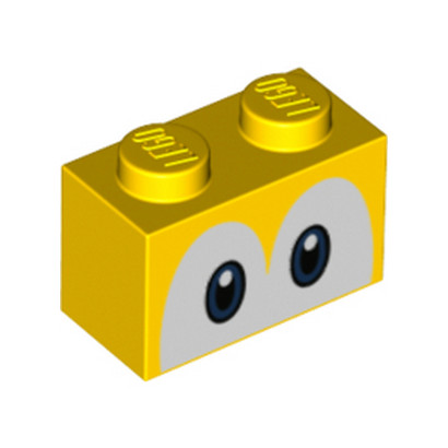 LEGO 6382136 BRIQUE 1X2, IMPRIME OEIL SUPER MARIO - JAUNE