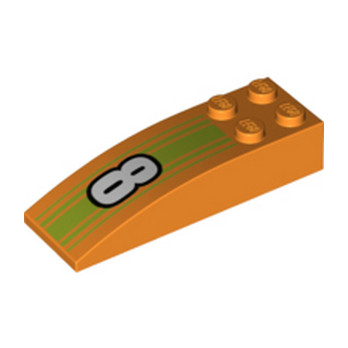 LEGO 6365908 BRIQUE 2X6 W/ BOW IMPRIME - ORANGE