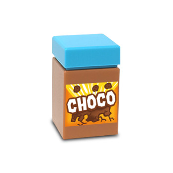 Boite de Chocolat en poudre imprimée sur Brique Lego® 1X1 - Medium Nougat