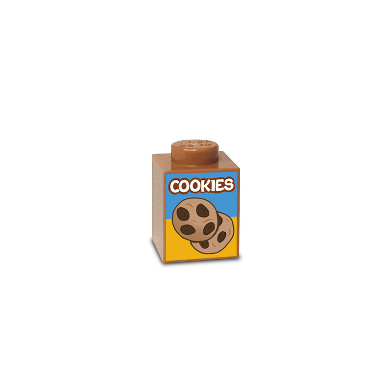 Boite de Cookies au Chocolat imprimée sur Brique Lego® 1X1 - Medium Nougat