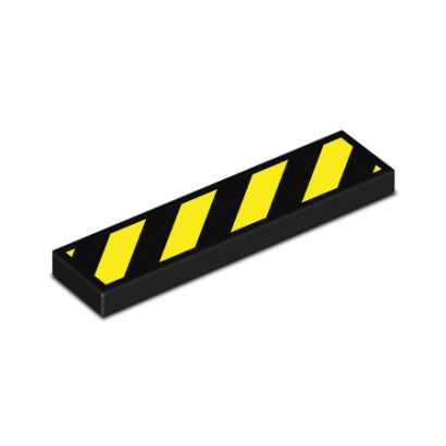Black and yellow traffic barrier printed on Lego® Brick 1X4 - Black