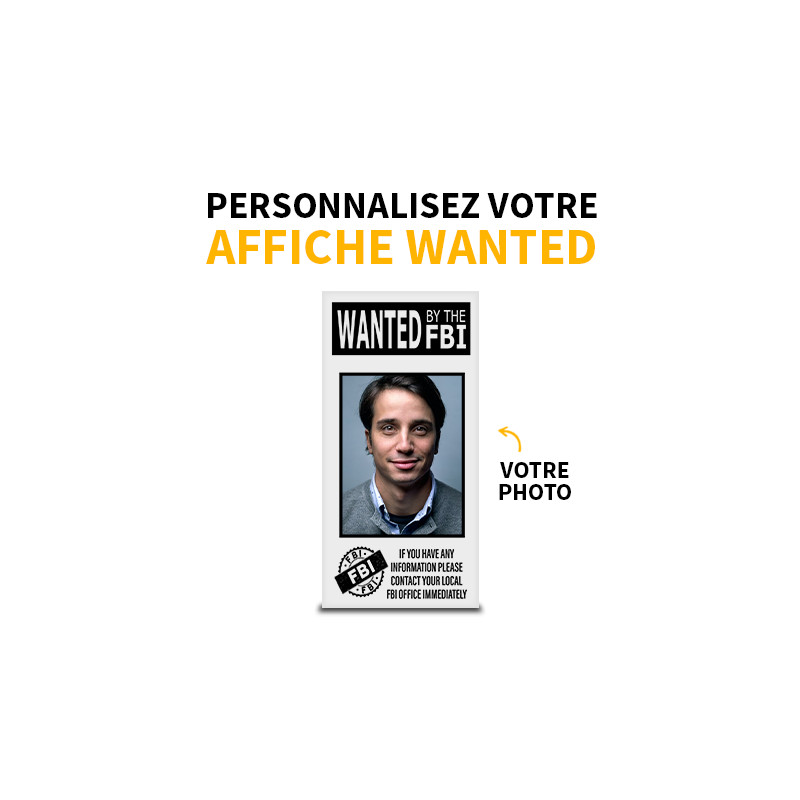 Panneau "Wanted" à personnaliser imprimé sur Brique Lego® 2X4 - Blanc