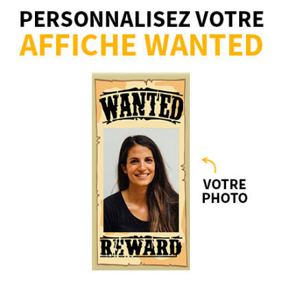 Panneau "Wanted" à personnaliser imprimé sur Brique Lego® 2X4 - Beige