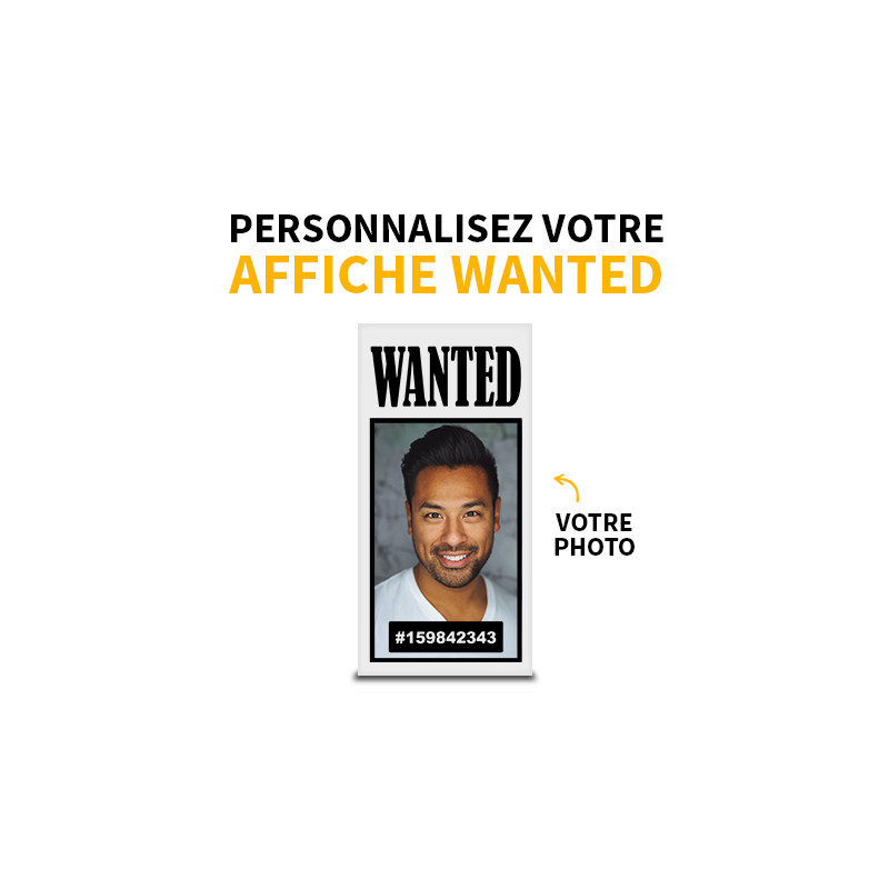 Affiche "Wanted" à personnaliser imprimée sur Brique Lego® 2X4 - Blanc