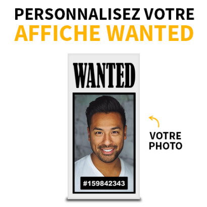 Affiche "Wanted" à personnaliser imprimée sur Brique Lego® 2X4 - Blanc