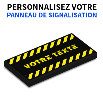Panneau Danger personnalisable imprimé sur Brique Lego® 2X4 - Noir