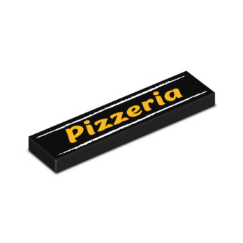 Pizzeria Sign Printed on 1X4 Lego® Brick - Black
