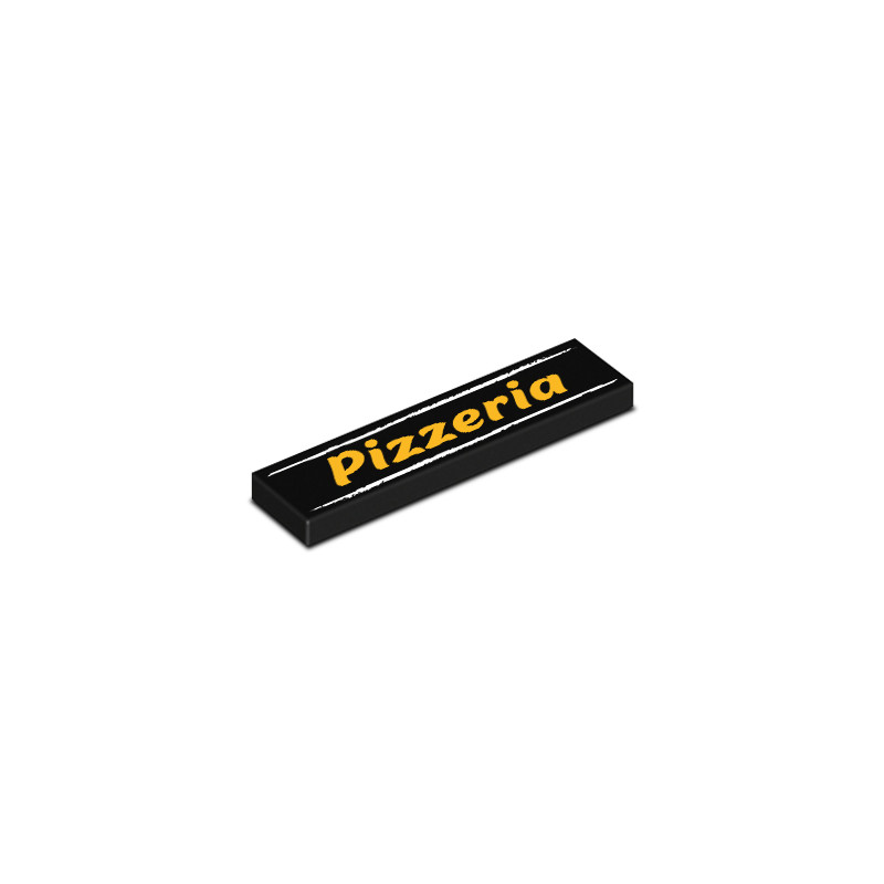 Pizzeria-Schild gedruckt auf 1 x 4 Lego®-Steinen – schwarz