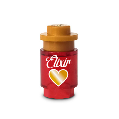 Flask of Elixir of Love stampato su Lego® Brick 1X1 - Transparent Red