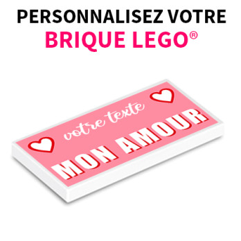 Brique 2X4 "Mon Amour" à personnaliser - Imprimée sur Brique Lego - Blanc