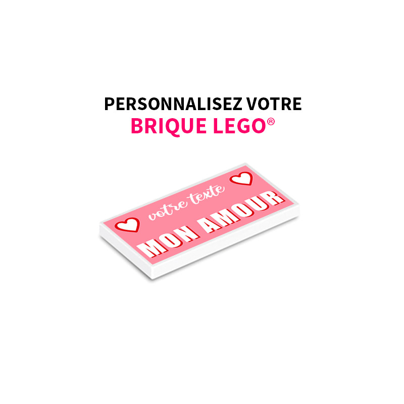 Brick "Mon amour" to personalize - Printed on Lego brick 2X4 - White