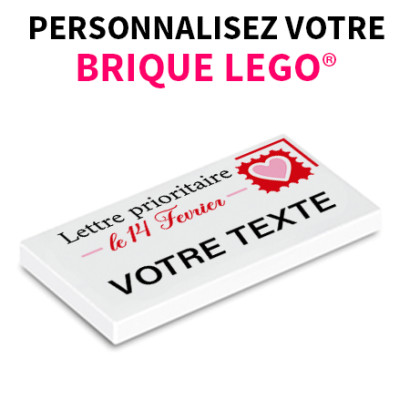 Ladrillo "Lettre Prioritaire" para personalizar - Impreso en ladrillo Lego 2X4 - White