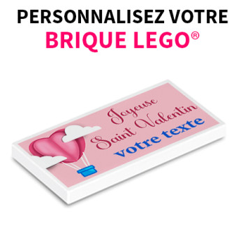 Brique 2X4 "Joyeuse Saint Valentin" à personnaliser - Imprimée sur Brique Lego - Blanc
