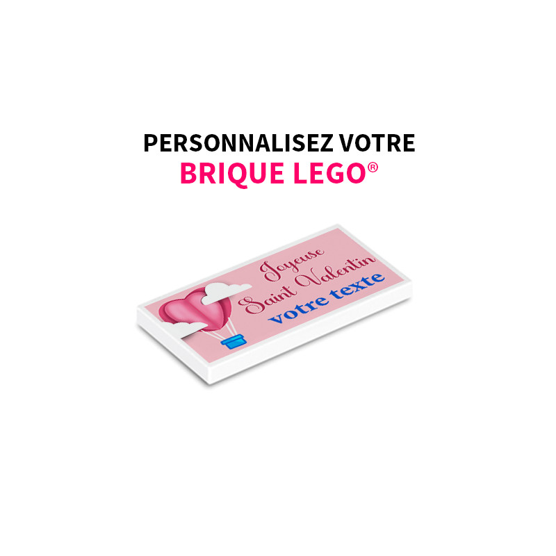 Brique 2X4 "Joyeuse Saint Valentin" à personnaliser - Imprimée sur Brique Lego - Blanc