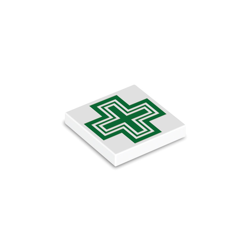 Insegna della farmacia "Pharmacie" stampata su mattoncino Lego® 2x2 - bianco