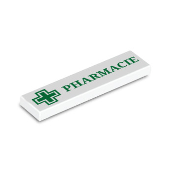 "Pharmacie" Sign printed on 1x4 Lego® Brick - White