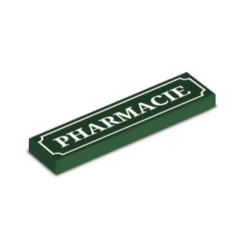 Enseigne Pharmacie imprimée sur Brique Lego® 1x4 - Earth Green