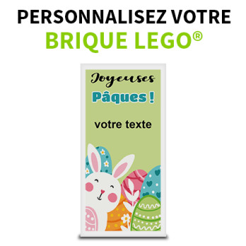 Customizable "Joyeuses Pâques" brick printed on Lego® 2X4 brick - White