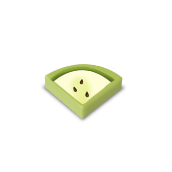 Apple Slice Printed on Smooth Flat 1/4 Round Lego® 1x1 Brick - Spring Yellowish Green